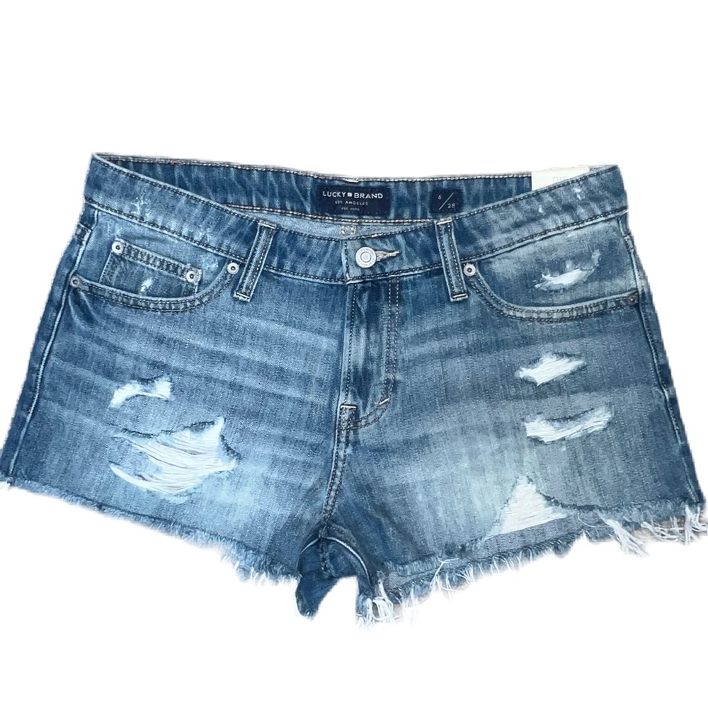 NWT Lucky Brand The Cut Off Distressed Jean Shorts Size 6/28